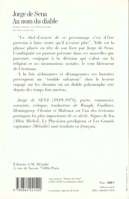 Quatrième de couverture de « AU NOM DU DIABLE »