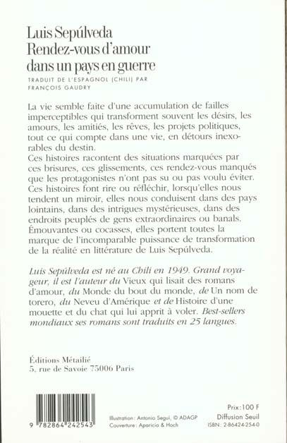 Quatrième de couverture de « RENDEZ-VOUS D'AMOUR DANS UN PAYS EN GUERRE »