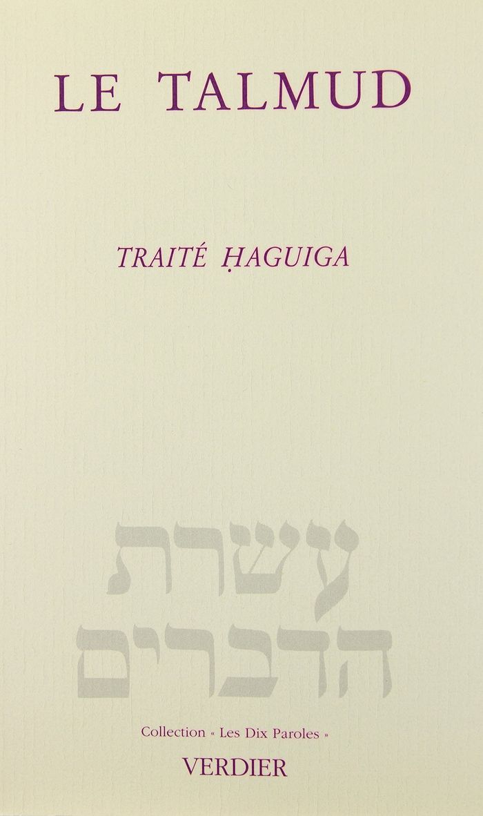 Couverture du livre « LE TALMUD - TRAITE HAGUIGA » de Sirat/anonyme, librairie Les Contes Infusés à Corte
