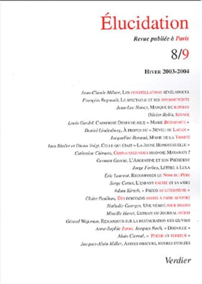 Couverture du livre « ELUCIDATION  N 8-9 » de Collectif, librairie Les Contes Infusés à Corte