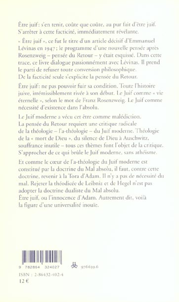 Quatrième de couverture de « ETRE JUIF »