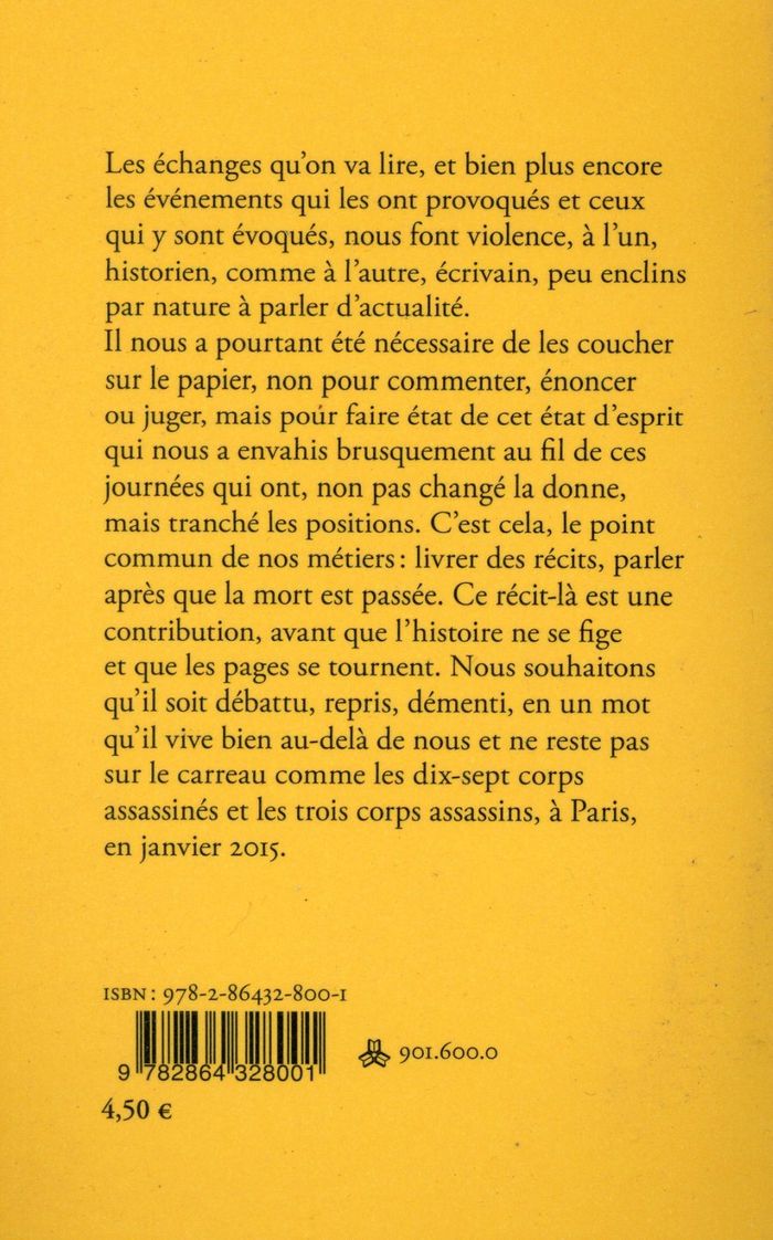 Quatrième de couverture de « Prendre dates : Paris, 6 janvier-14 janvier 2015 »