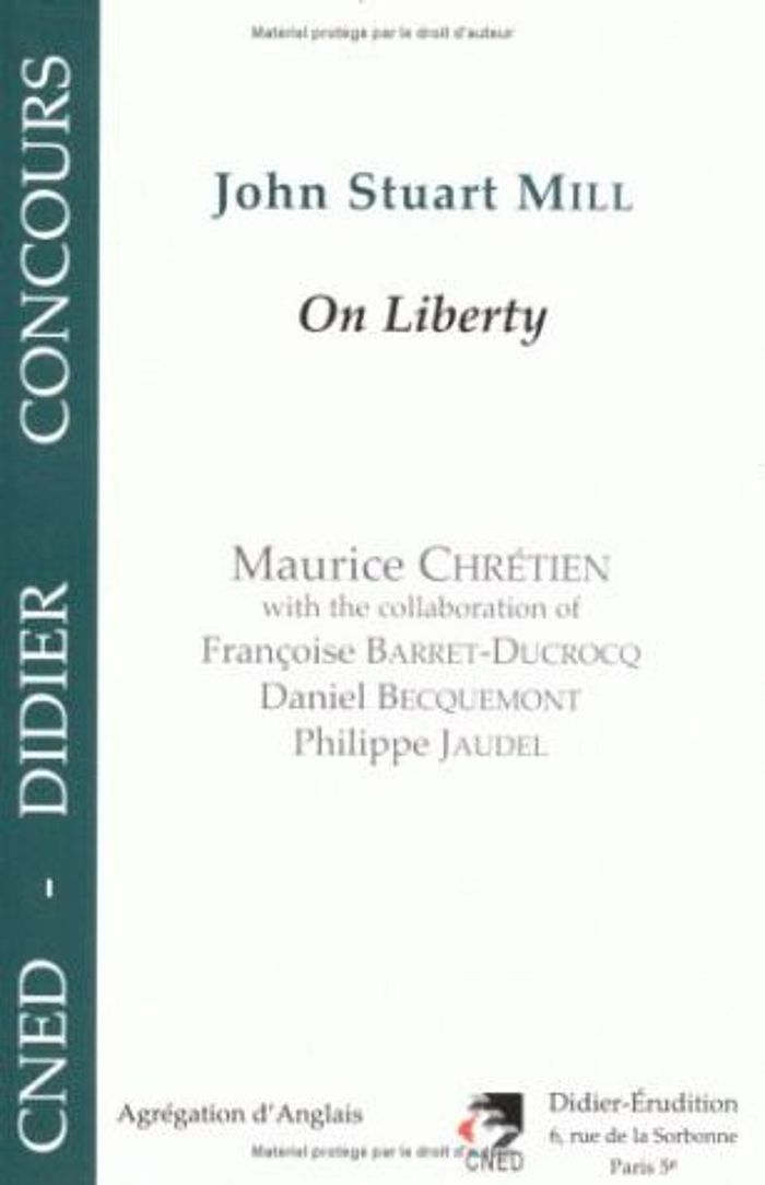 Couverture du livre « JOHN STUART MILL - ON LIBERTY », librairie Les Contes Infusés à Corte