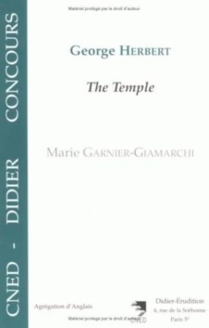 Couverture du livre « GEORGE HERBERT - THE TEMPLE », librairie Les Contes Infusés à Corte