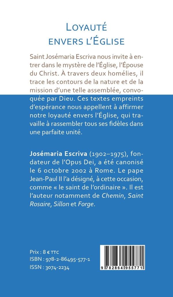 Quatrième de couverture de « Loyauté envers l'Église »