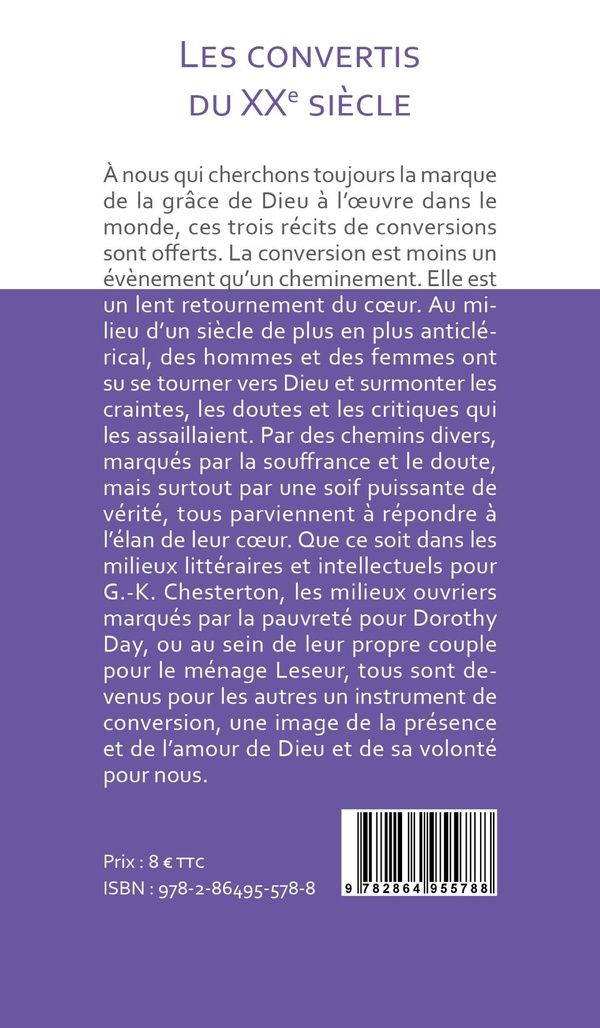 Quatrième de couverture de « Convertis du XXe siècle »