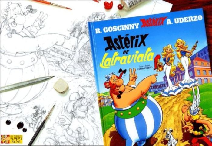 Couverture du livre « ASTERIX ET LATRAVIATA CRAYONNE » de Albert Uderzo, librairie Les Contes Infusés à Corte