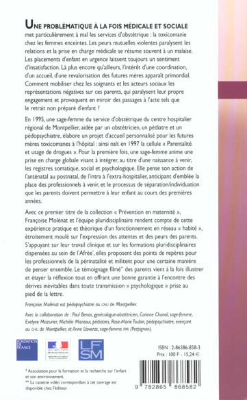 Quatrième de couverture de « GROSSESSE ET TOXICOMANIE »