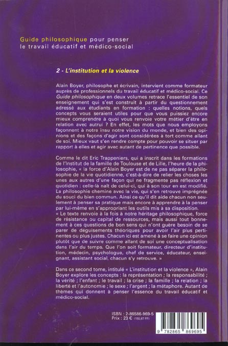 Quatrième de couverture de « GUIDE PHILOSOPHIQUE POUR PENSER LE TRAVAIL EDUCATIF T2 - VOL02 »