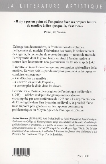 Quatrième de couverture de « LES ORIGINES DE L'ESTHETIQUE MEDIEVALE »