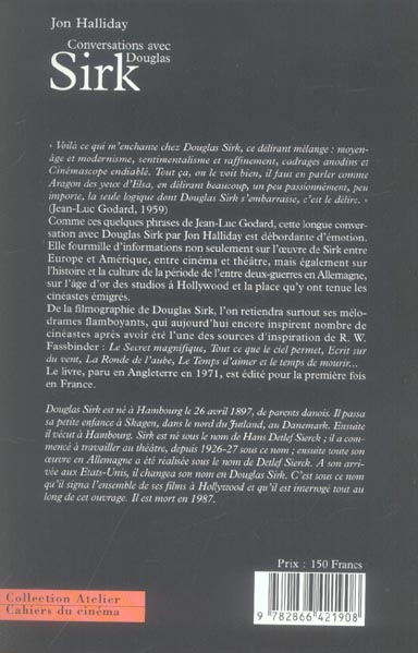 Quatrième de couverture de « CONVERSATIONS AVEC DOUGLAS SIRK »