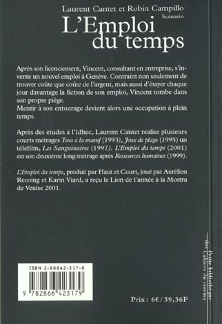 Quatrième de couverture de « L' EMPLOI DU TEMPS »