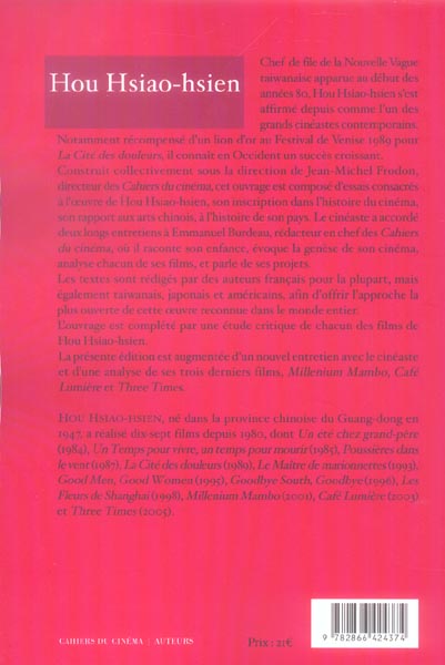Quatrième de couverture de « HOU HSIAO-HSIEN »