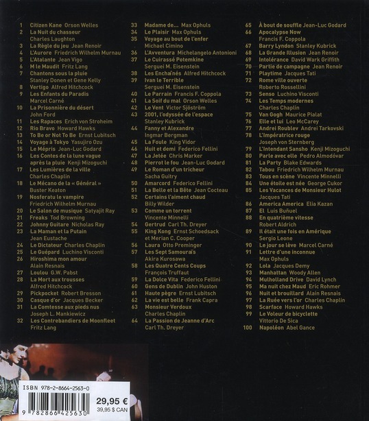 Quatrième de couverture de « 100 FILMS POUR UNE CINEMATHEQUE IDEALE »