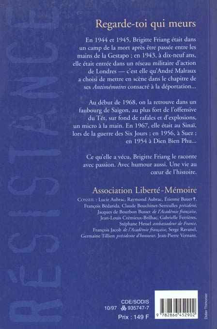 Quatrième de couverture de « REGARDE-TOI QUI MEURS »