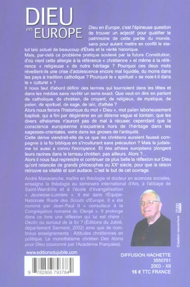 Quatrième de couverture de « DIEU EN EUROPE »