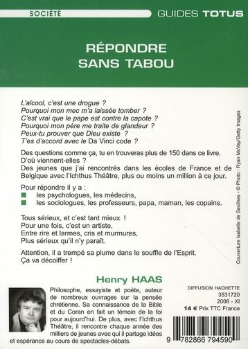 Quatrième de couverture de « REPONDRE SANS TABOU »