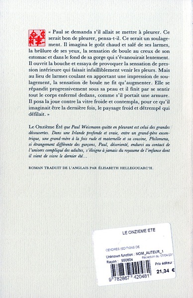 Quatrième de couverture de « LE ONZIEME ETE »