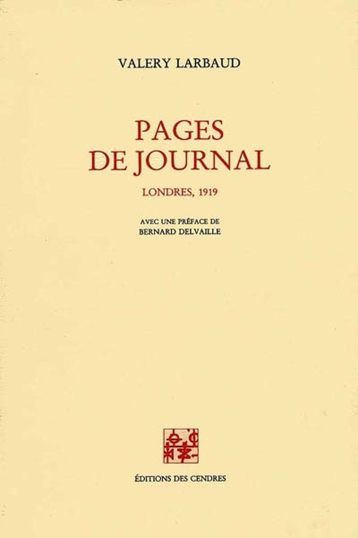 Couverture du livre « PAGES DE JOURNAL (LONDRES) » de Valery Larbaud, librairie Les Contes Infusés à Corte