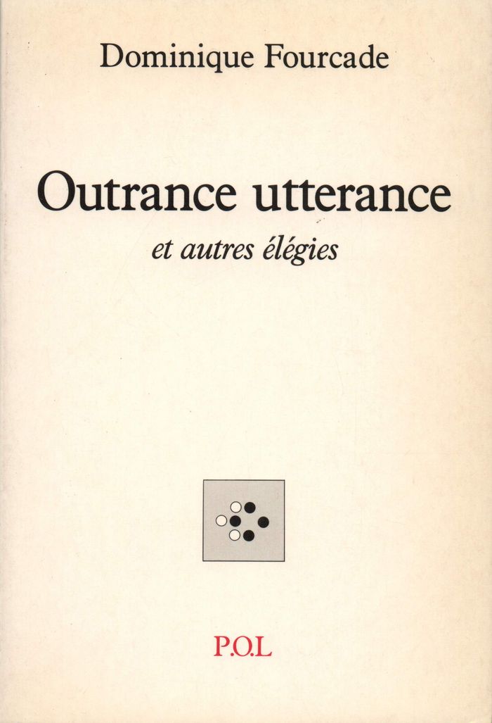 Couverture du livre « OUTRANCE UTTERANCE ET AUTRES ELEGIES », librairie Les Contes Infusés à Corte