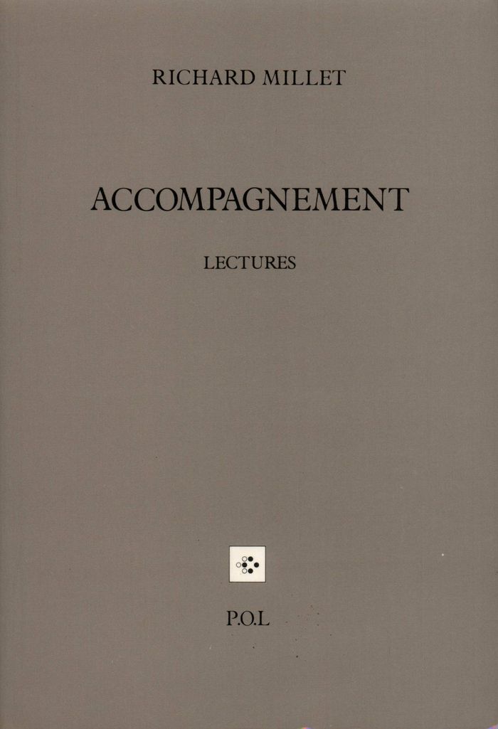 Couverture du livre « ACCOMPAGNEMENT » de Richard Millet, librairie Les Contes Infusés à Corte