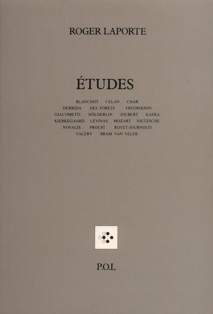 Couverture du livre « ETUDES » de Roger Laporte, librairie Les Contes Infusés à Corte