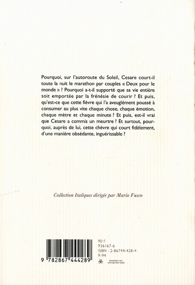 Quatrième de couverture de « COURIR, MOURIR »