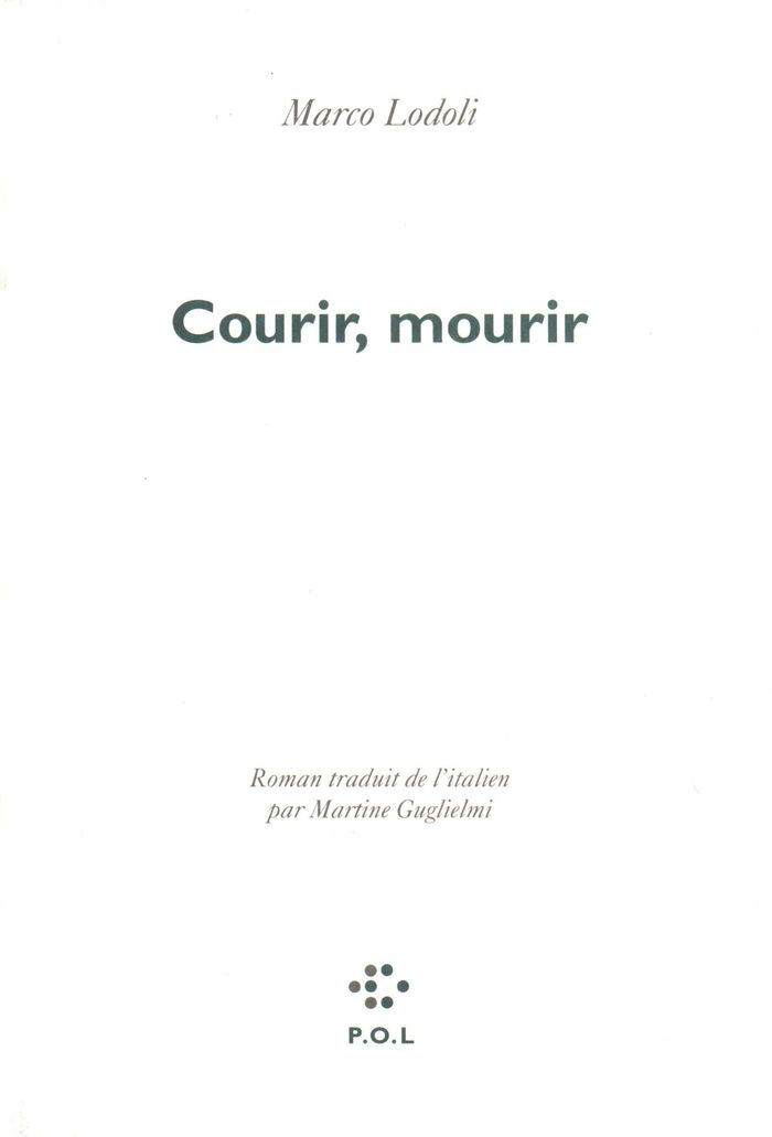 Couverture du livre « COURIR, MOURIR » de Marco Lodoli, librairie Les Contes Infusés à Corte