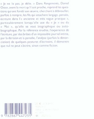 Quatrième de couverture de « RANGEMENTS »