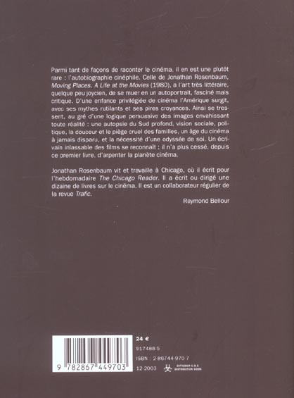 Quatrième de couverture de « MOUVEMENTS - UNE VIE AU CINEMA »