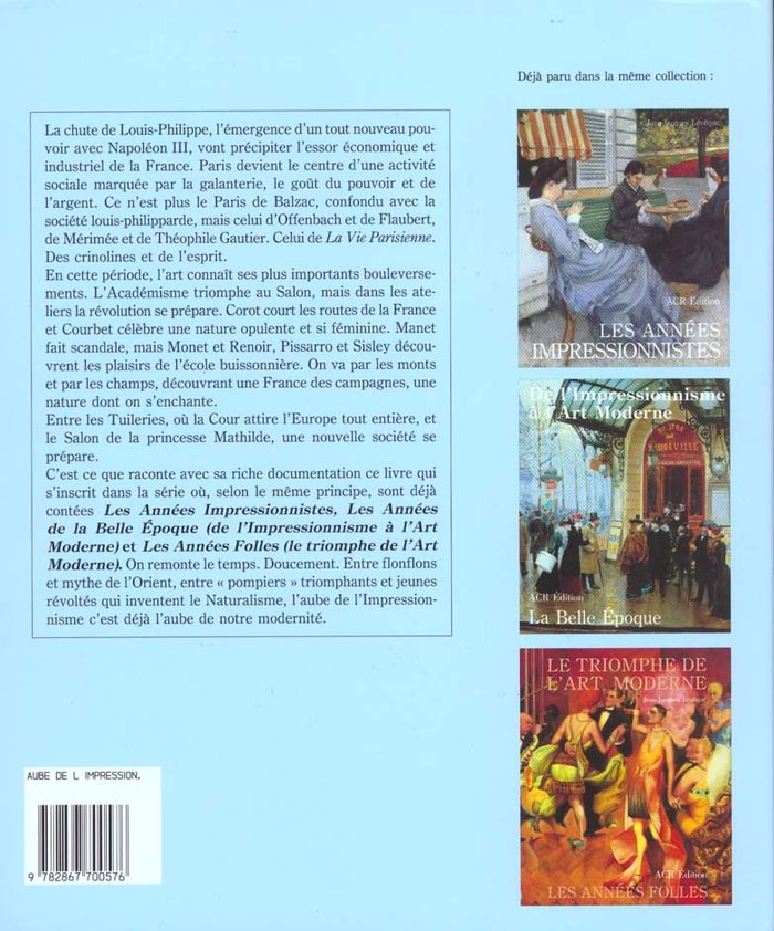 Quatrième de couverture de « L'AUBE DE L'IMPRESSIONNISME »
