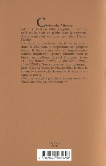 Quatrième de couverture de « RECOUVRANCE »