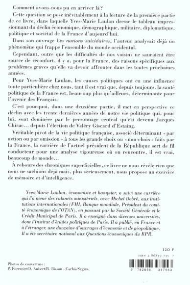 Quatrième de couverture de « JACQUES CHIRAC ET LE DECLIN FRANCAIS, 1974-2002 - TRENTE ANS DE VIE POLITIQUE, PREMIER BILAN »