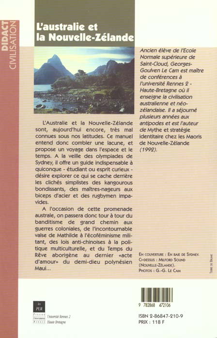 Quatrième de couverture de « AUSTRALIE ET NOUVELLE ZELANDE »