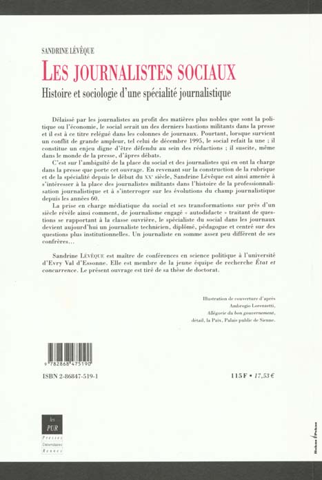 Quatrième de couverture de « JOURNALISTES SOCIAUX »