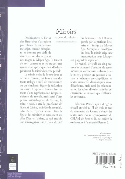 Quatrième de couverture de « MIROIRS ET JEUX DE MIROIRS DANS LA LITTERATURE MEDIEVALE »