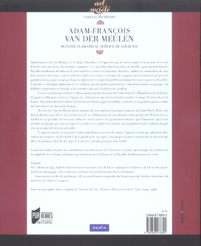 Quatrième de couverture de « ADAM FRANCOIS VAN DER MEULEN »