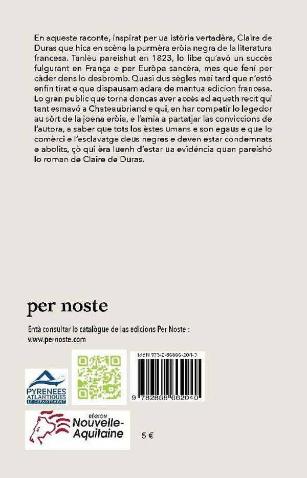 Quatrième de couverture de « Ourika »