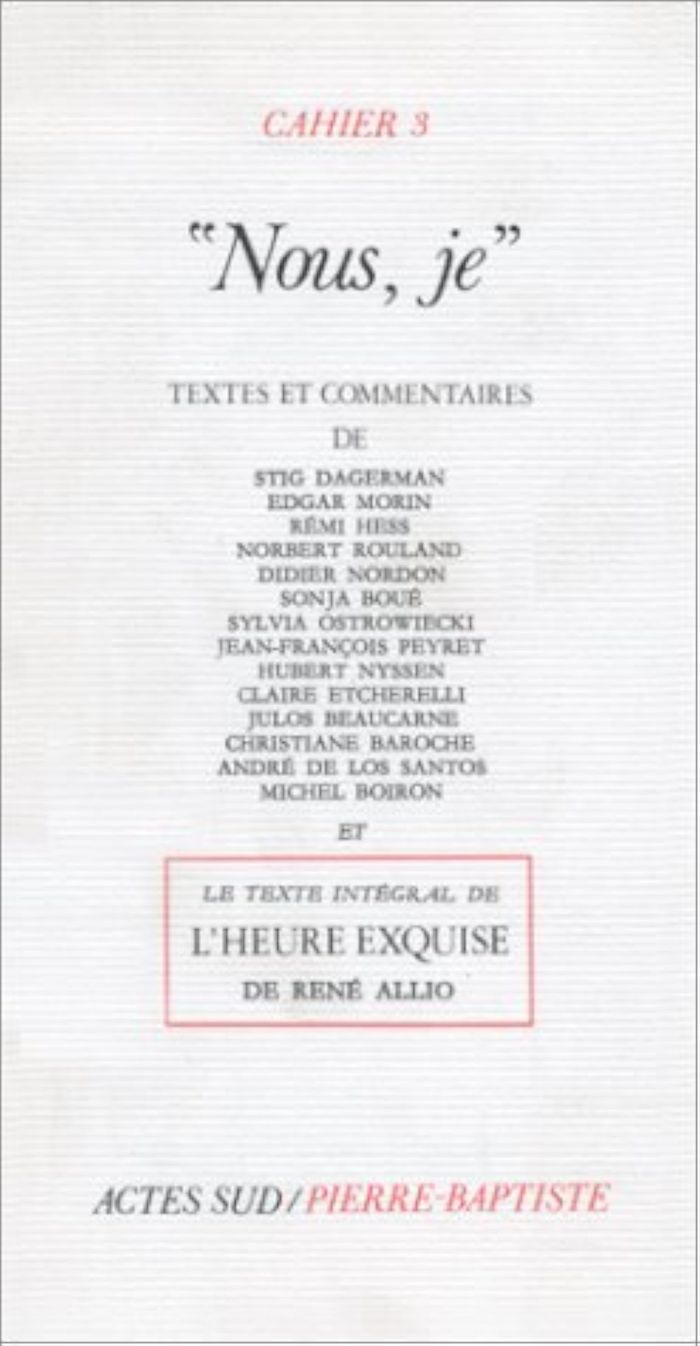 Couverture du livre « CAHIERS PIERRE BAPTISTE - NOUS, JE » de Collectif, librairie Les Contes Infusés à Corte