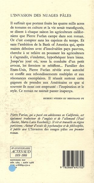 Quatrième de couverture de « L'INVASION DES NUAGES PALES »
