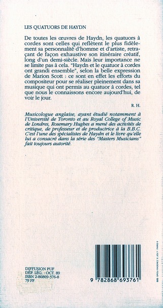 Quatrième de couverture de « LES QUATUORS DE HAYDN »