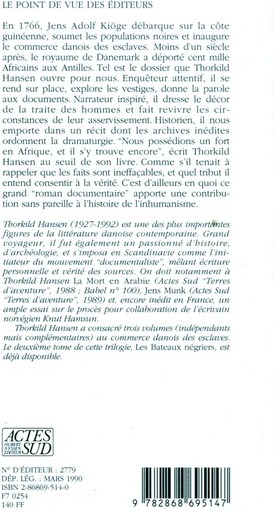 Quatrième de couverture de « LA COTE DES ESCLAVES »