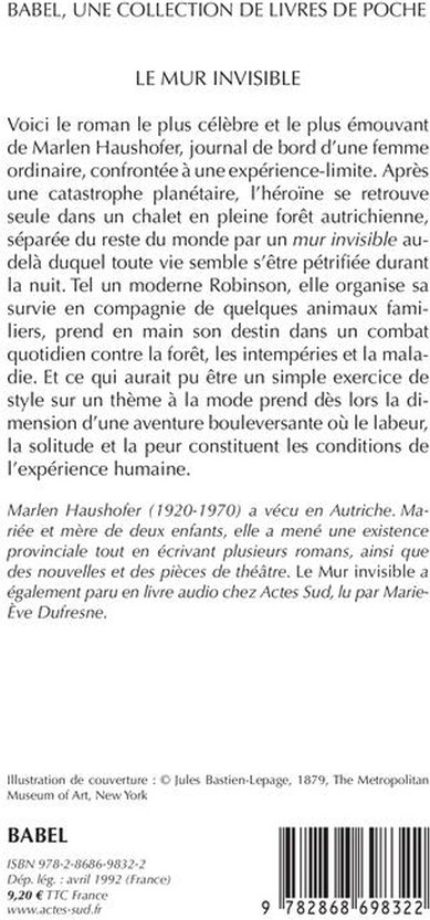 Quatrième de couverture de « LE MUR INVISIBLE »