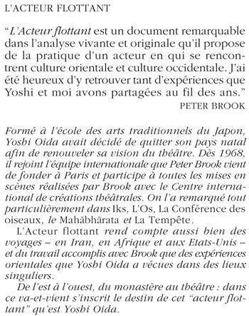 Quatrième de couverture de « L'ACTEUR FLOTTANT »