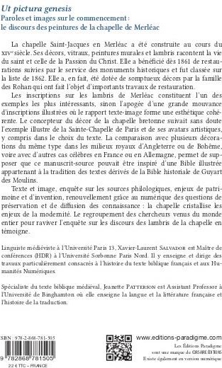 Quatrième de couverture de « PAROLES ET IMAGES SUR LE COMMENCEMENT - LE DISCOURS DES PEINTURES DE LA CHAPELLE DE MERLEAC »