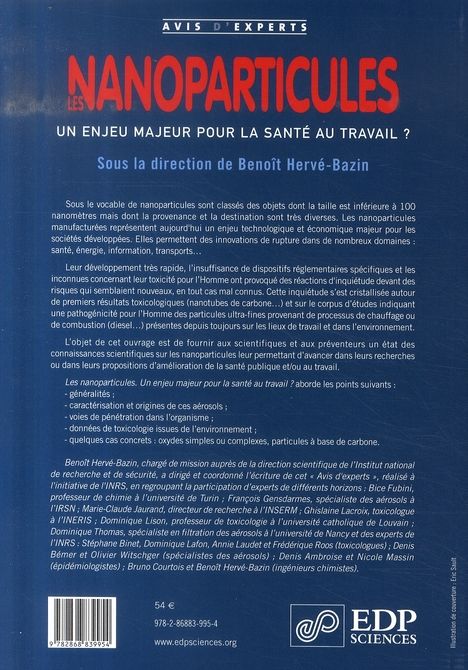 Quatrième de couverture de « Les nanoparticules : un enjeu majeur pour la santé au travail ? »