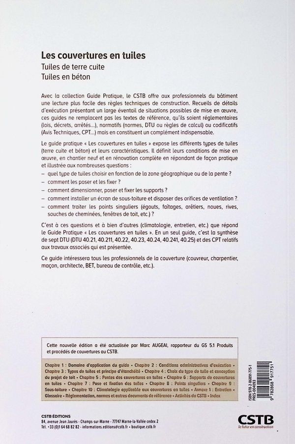 Quatrième de couverture de « Les couvertures en tuiles : tuiles de terre cuite, tuiles en béton... »