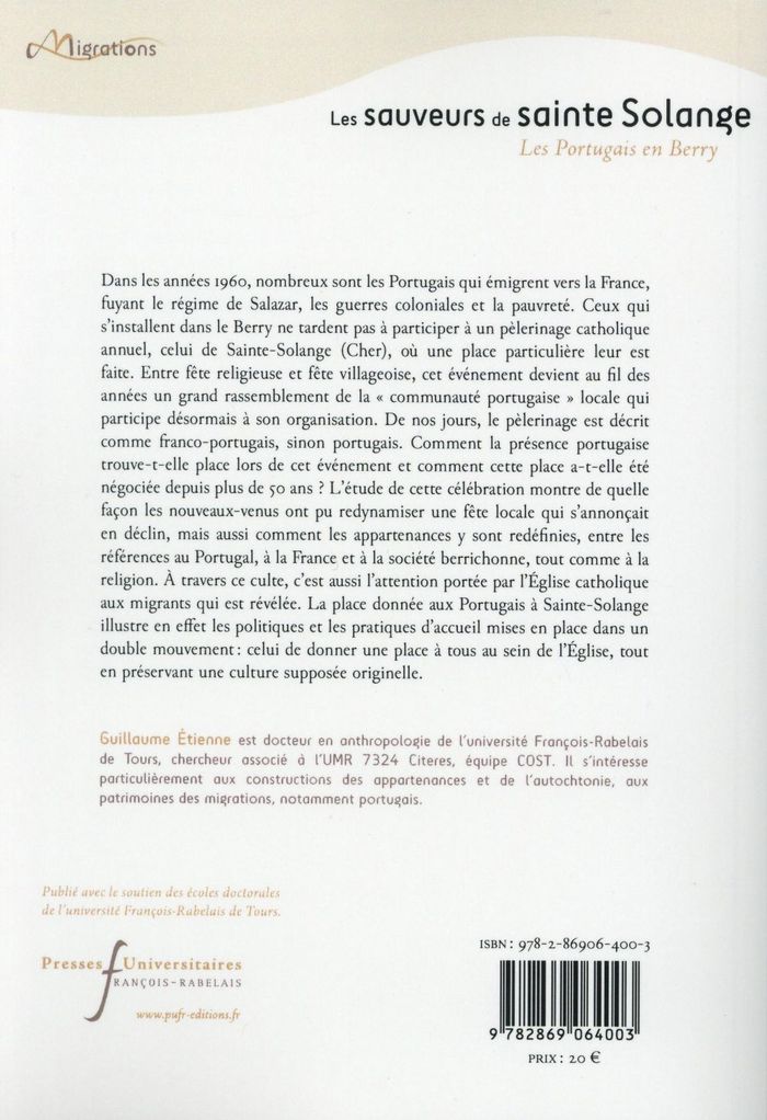 Quatrième de couverture de « SAUVEURS DE SAINTE SOLANGE - LES PORTUGAIS EN BERRY »