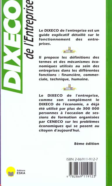 Quatrième de couverture de « DIXECO DE L'ENTREPRISE »
