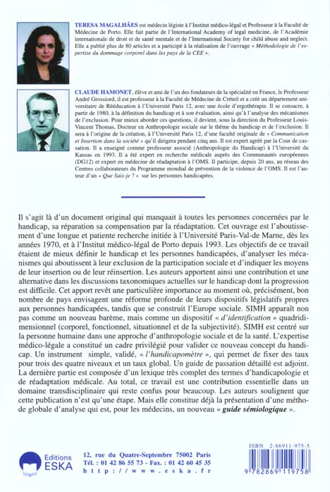 Quatrième de couverture de « SYSTEME D'IDENT. ET MESURE DES HANDICAPS »